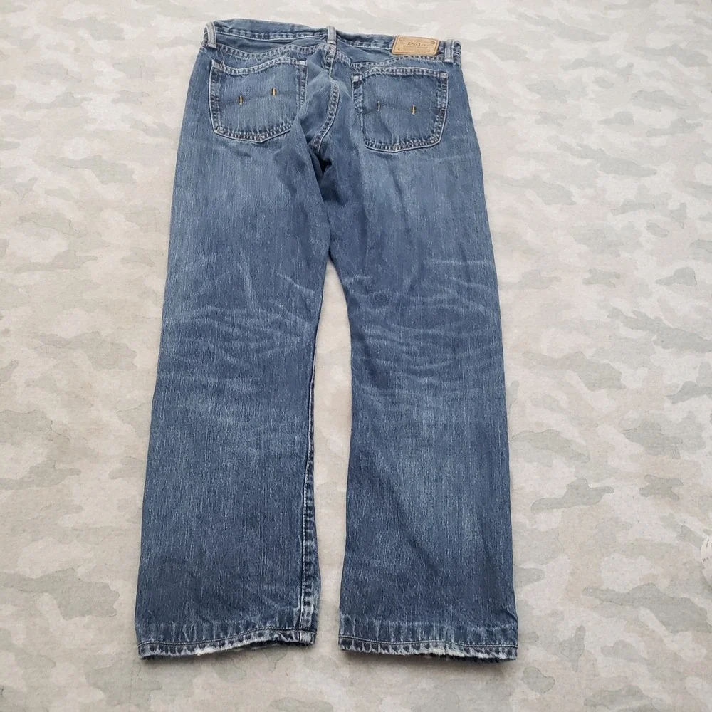 Vtg Polo Ralph Lauren Jeans Mens 34x32 Blue Hampton Straight Denim Medium Wash